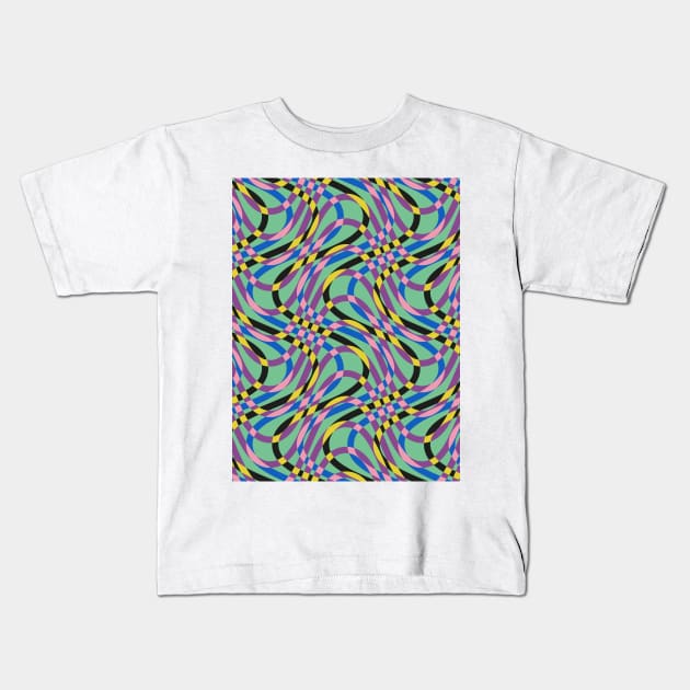 Green Op Art Pattern Kids T-Shirt by okpinsArtDesign